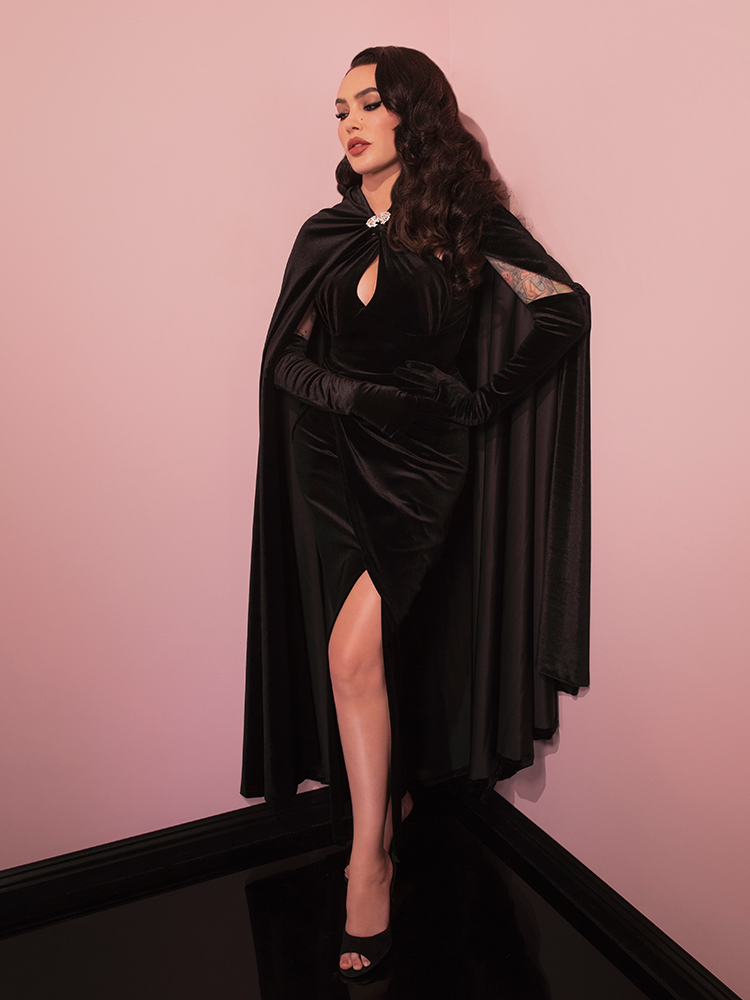 Golden Era Gown and Glove Set in Black Velvet - Vixen by Micheline Pitt S Golden Era Gown and Glove Set in Black Velvet - Vixen by Micheline Pitt S