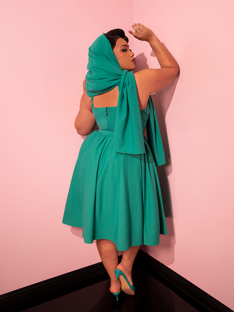COMING BACK SOON - Golden Era Swing Dress and Scarf in Teal - Vixen by Micheline Pitt