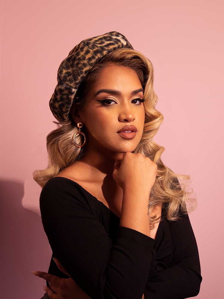 Starlet Beret in Vintage Leopard Print | Retro Clothing – Vixen by Starlet Beret in Vintage Leopard Print | Retro Clothing – Vixen by