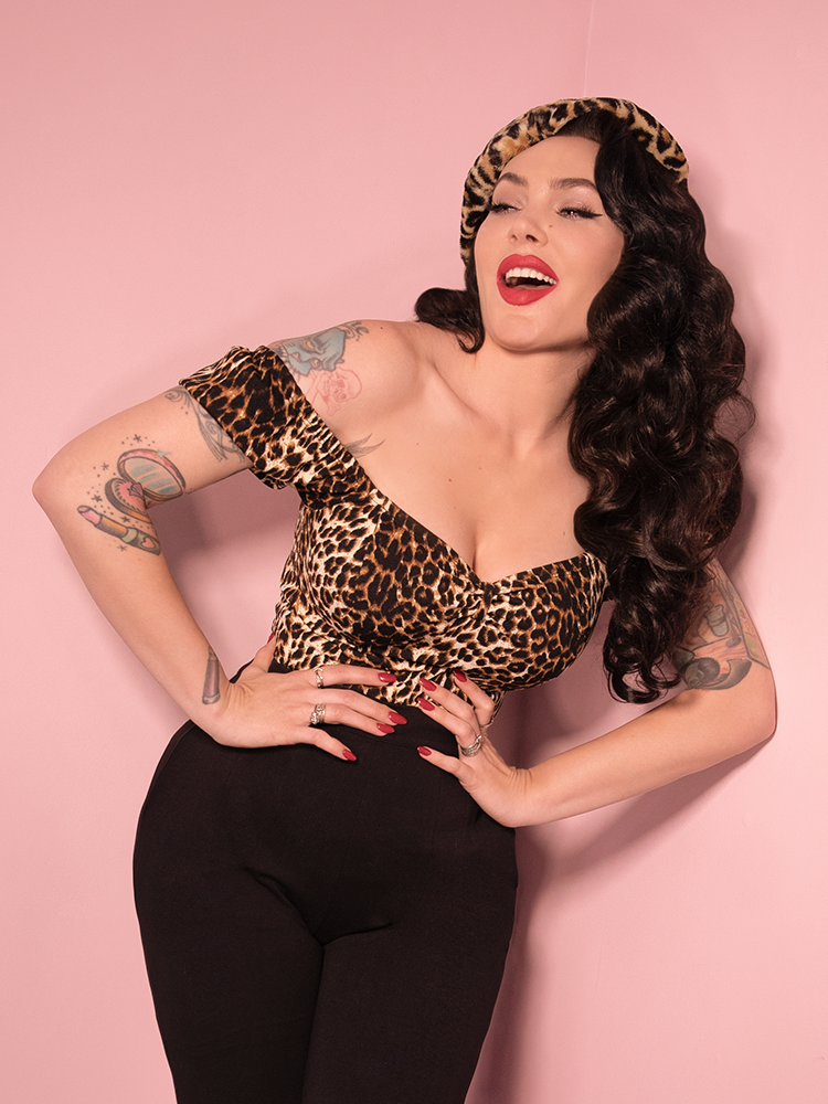 Micheline Pitt exudes confidence and sex appeal in the retro Powder Puff Top from Vixen Clothing.