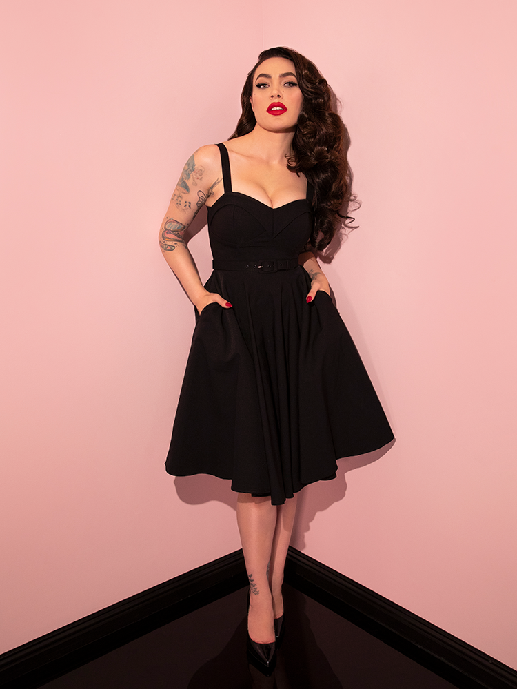 Miss Kitty Maneater Swing Dress in Black | Retro Dress – Vixen by 