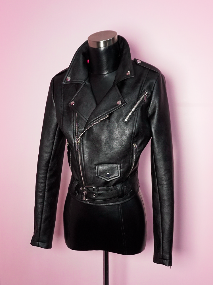 Vegan Leather Cropped Motorcycle Jacket Retro Clothing Vixen