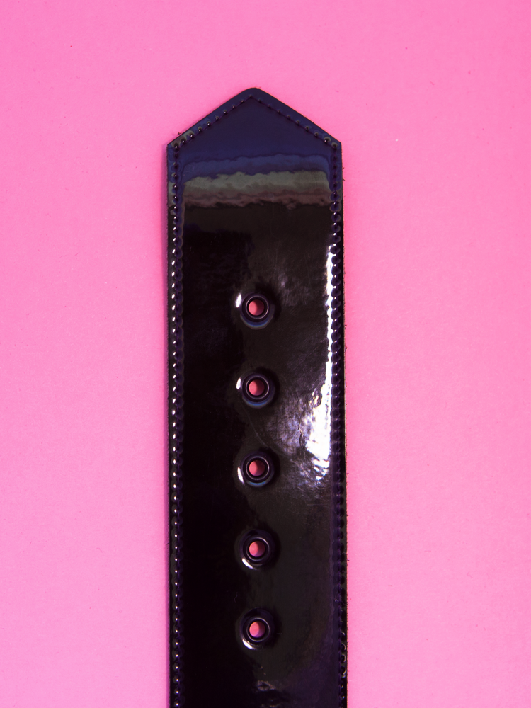 One and a half inch belt in black vinyl by Vixen Clothing