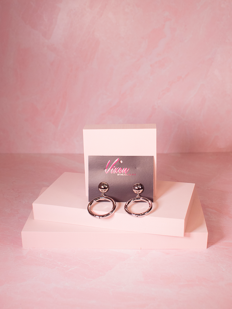 The Bad Girl Hoop Earrings in Silver from retro clothing brand Vixen Clothing.